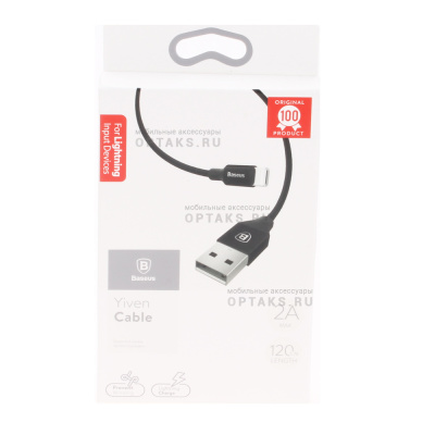 Кабель USB to Lightning Baseus CALYW-01 Yiven, 1.2м, 2.1A, черный