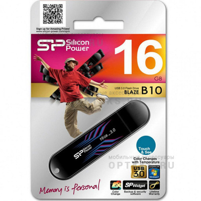 Флешка USB3.0 16 Гб Silicon Power  Blaze B10 термочувств  (70 Мб/с)