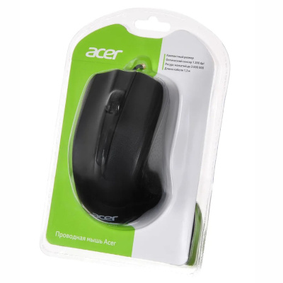 Мышь проводная ACER OMW010 черный оптическая (1200dpi) USB (2but)(1/60)
