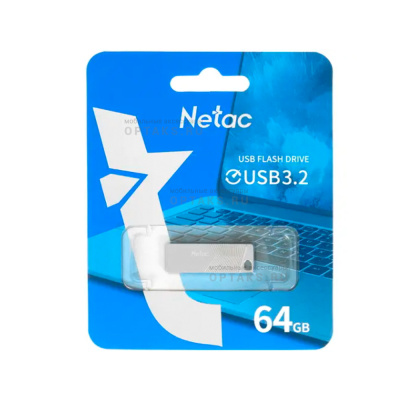 Флешка USB 64Gb Netac UM1, USB 3.2, металл, серебристый