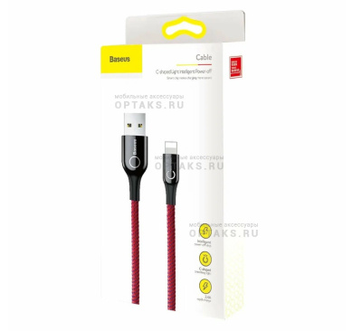 Кабель USB to Lightning Baseus C-shaped, 1.0м, 2.4A, красный