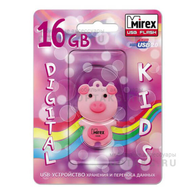 Флешка USB, 16 Гб Mirex  PIG PINK  (ecopack)