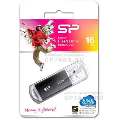Флешка USB, 16 Гб Silicon Power  Ultima U02  чёрный