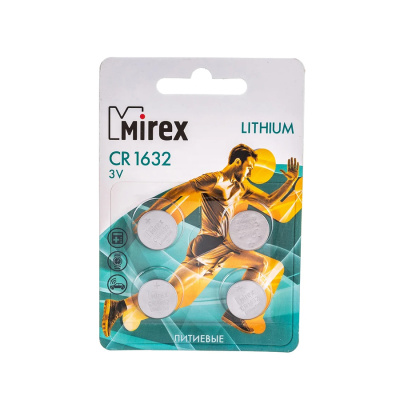 Элемент питания Mirex CR1632  3V  4 шт (4/216/648), ecopack