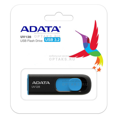 Флешка USB3.0 16 Гб ADATA  UV128  чёрный/синий