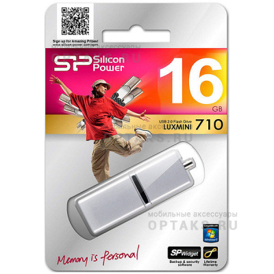 Флешка USB, 16 Гб Silicon Power  LuxMini 710  серебро