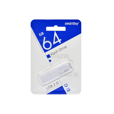 Флешка USB 64Gb SmartBuy Clue, USB 2.0, белый