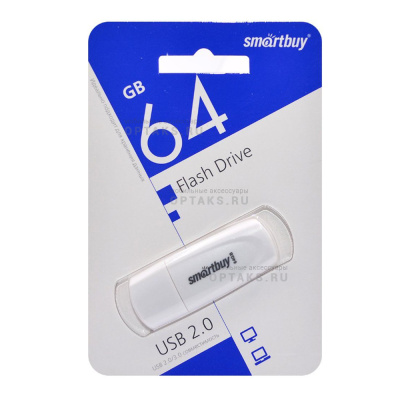 Флешка USB 64Gb SmartBuy Scout, USB 2.0, белый