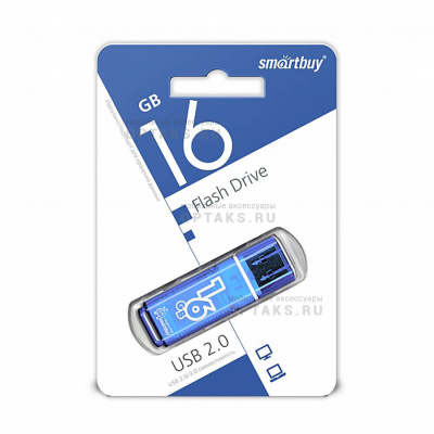 Флешка USB, 16 Гб Smartbuy  Glossy  синий