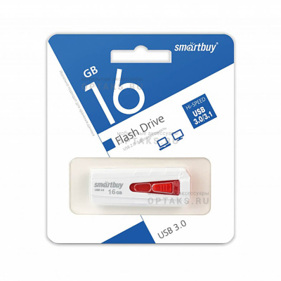 Флешка USB3.0 16 Гб Smartbuy  Iron  белый/красный