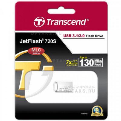 Флешка USB3.1 16 Гб Transcend  JetFlash 720S  серебро металл