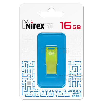 Флешка USB, 16 Гб Mirex  MARIO  зелёный  (ecopack)