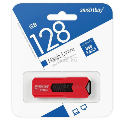 Флешка USB3.0 128 Гб  Smartbuy  Stream  красный