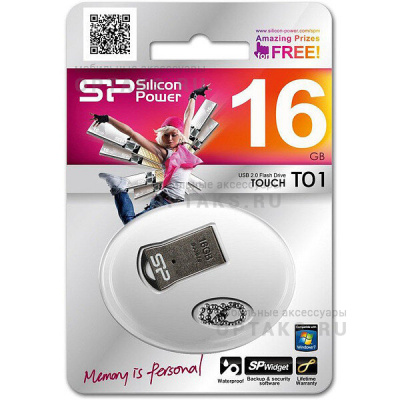 Флешка USB, 16 Гб Silicon Power  Touch T01  черный