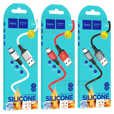 Кабель USB to Type-C HOCO X86 Spear, 1.0м, 3,0А, черный