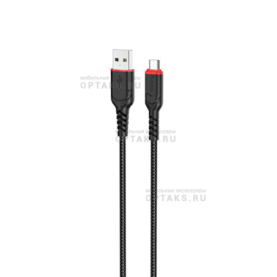 Кабель Usb to Micro HOCO X59 Victory, 1m, круглый, 2.4A, ткань, цвет: черный (1/33/330)