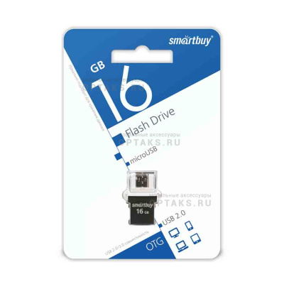 Флешка USB, 16 Гб Smartbuy  Poko  OTG  чёрный