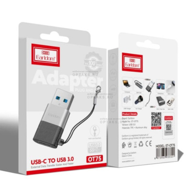 Переходник Type-C(f)-USB(m) Earldom ET-OT75, черный