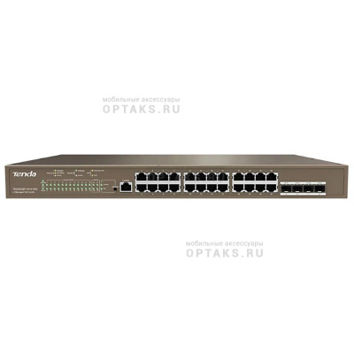 Управляемый гигабитный PoE-коммутатор Tenda TEG5328P-24-410W уровня 3, 24*10/100/1000 Base-T Ethernet ports, 4*1000 Base-X SFP ports, 1*Console port