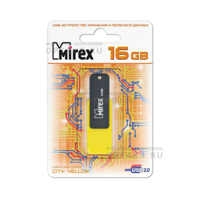 Флешка USB, 16 Гб Mirex  CITY  жёлтый  (ecopack)