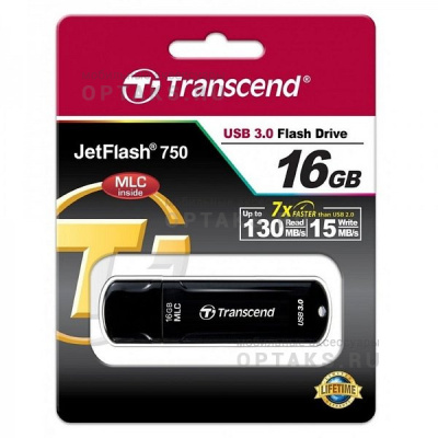 Флешка USB3.0 16 Гб Transcend  JetFlash 750  чёрный