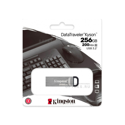 Флешка USB 256 Гб Kingston DataTravele Kyson, USB3.2, металл, серебристый