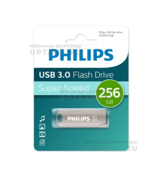 Флешка USB 256 Гб Philips IRON 3.0, USB3.0, металл, серый