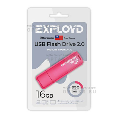 Флешка USB, 16 Гб Exployd  620  красный