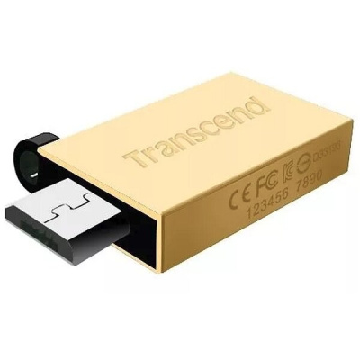 Флешка USB 16 Гб Transcend  JetFlash 380  золото  (USB+microUSB)  for Android smartphones
