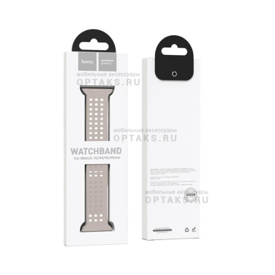 Ремешок для смарт часов 42/44/45/49mm HOCO WA08 Flexible, силикон,  серый, светлый