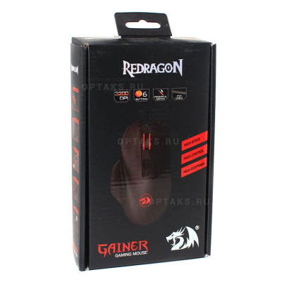 Мышь игровая, REDRAGON Gainer, черный, USB, кабель 1,5м