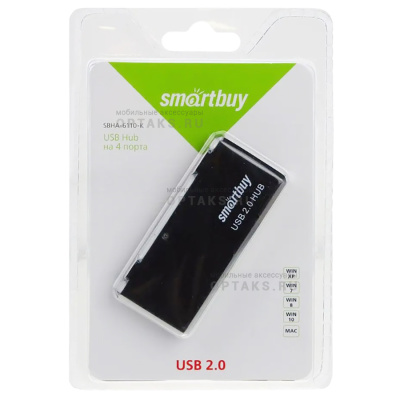USB - Xaб Smartbuy 4 порта, чёрный (SBHA-6110-K) (1/5)