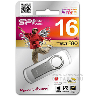 Флешка USB 16 Гб Silicon Power  Firma F80  металл