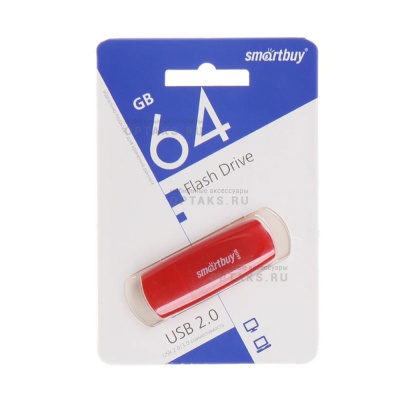 Флешка USB 64Gb SmartBuy Scout, USB 2.0, красный