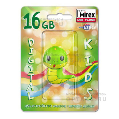 Флешка USB, 16 Гб Mirex  SNAKE GREEN  (ecopack)