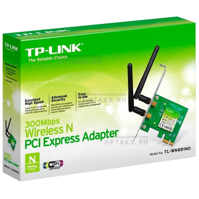 Сетевой адаптер WiFi TP-Link TL-WN881ND PCI Express x1 (ант.внеш.съем) 2ант.