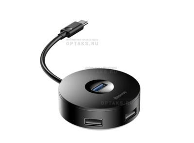 USB-концентратор Baseus 4 гнезда, 1х USB 3.0, 3х USB 2.0, черный