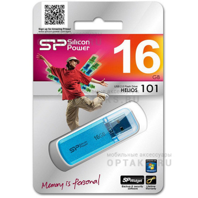Флешка USB, 16 Гб Silicon Power  Helios 101  голубой