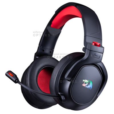 Наушники беспроводные накладные Redragon Nomen RGB, черно-красные