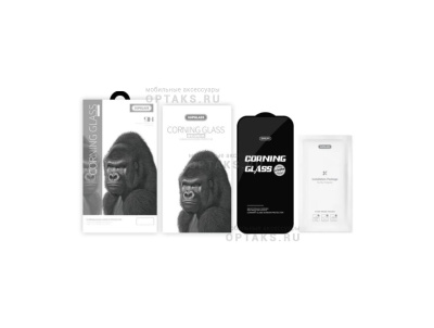 Стекло защитное SupGlass SG-10 Corning, черная рамка, для iPhone 15 Pro