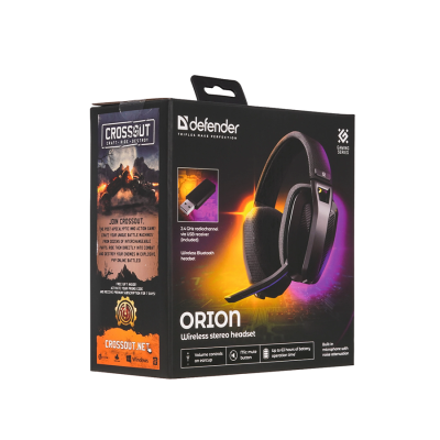 Игровая беспроводная гарнитура DEFENDER Orion, BT/2.4G, микрофон с шумоподавлением, черный(1/20)