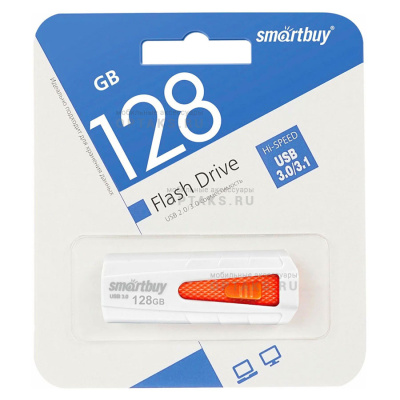 Флешка USB3.0 128GB Smartbuy  Iron  белый/красный