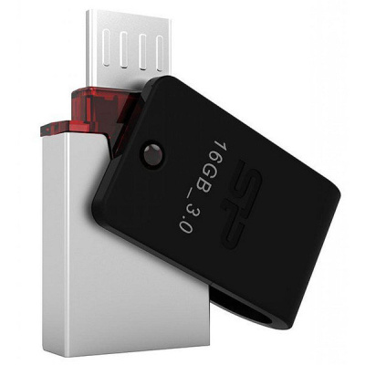 Флешка USB3.0 16 Гб Silicon Power  Mobile X31  OTG  чёрный