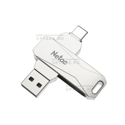 Флешка USB3.0 128 Гб  Netac U782C Dual, USB + TypeC, серебро
