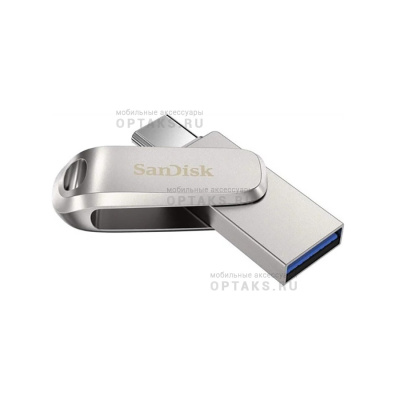 Флешка USB3.1 128GB SanDisk  Ultra Dual Drive Luxe USB Type-C, серебро