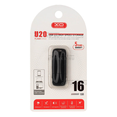 Флешка USB2.0 16 Гб XO U20 black