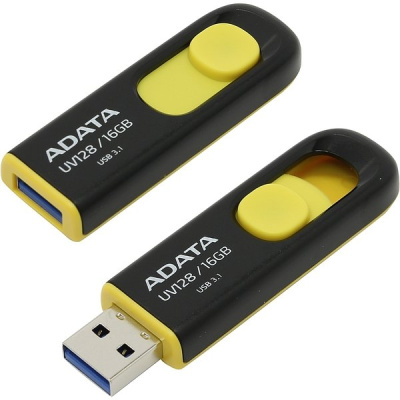 Флешка USB3.0 16 Гб ADATA  UV128  чёрный/жёлтый