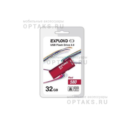 Флешка USB 32 Гб Exployd 580, USB2.0, пластик, красный