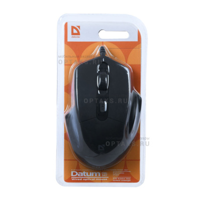 Мышь DEFENDER Datum MB-347 черный, USB, проводная, 4 кнопки, 800-1600 dpi (1/40)