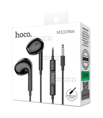 Наушники проводные внутриканальные HOCO M101 Max, Crystal grace, Jack 3.5мм, 1.2 м,  черный